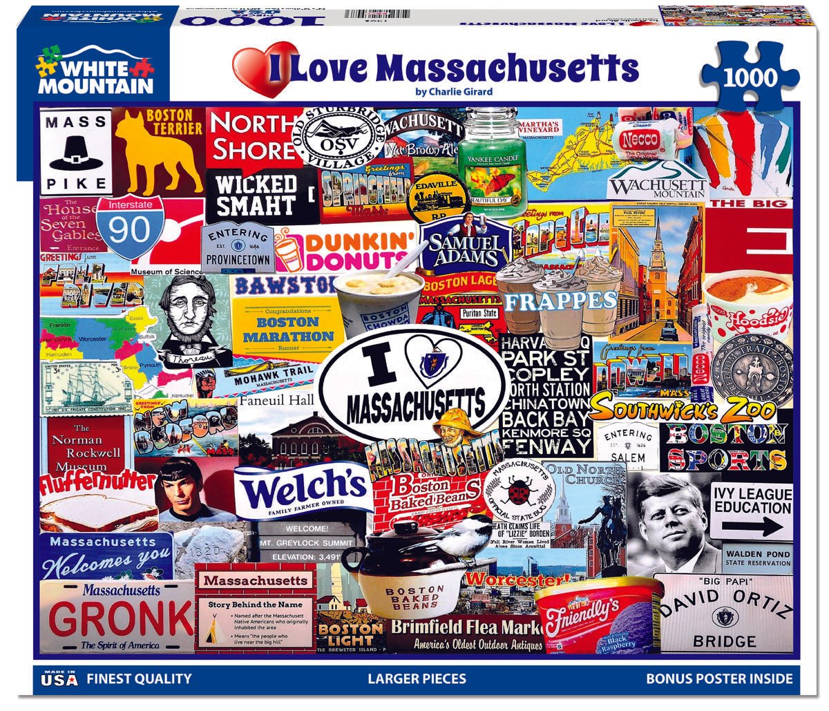 I Love Massachusetts (1408pz) - 1000 Piece Jigsaw Puzzle